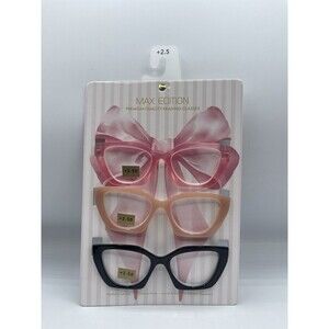 MAX EDITION 3-Pack Chunky Cat Eye Reading Glasses +2.50 Strength NEW